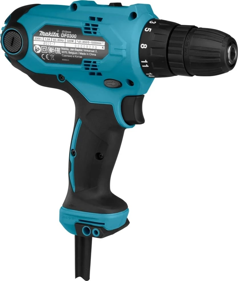 Vidafiks Makita DF0300, 1500 RPM, pa çelës, 1.2 kg, zi/blu