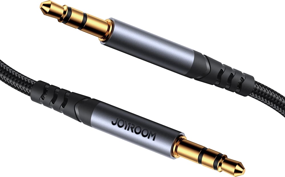 kabëll audio AUX 3.5 mm mashkull‑mashkull, Joyroom, SY-A08, 1.2 m, i zi