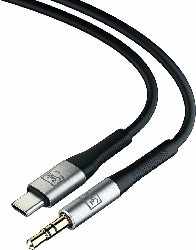 Kabllo AUX 3mk Protection USB-C në Jack 3.5 mm, 1m, e zezë Kabllo AUX 3mk Protection USB-C në Jack 3.5 mm, 1m, e zezë