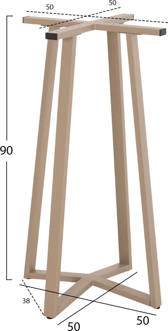 Baza e tavolinës për bar, lartësi mesatare, metal matte cappuccino, FH477.25, 50x50x90cm