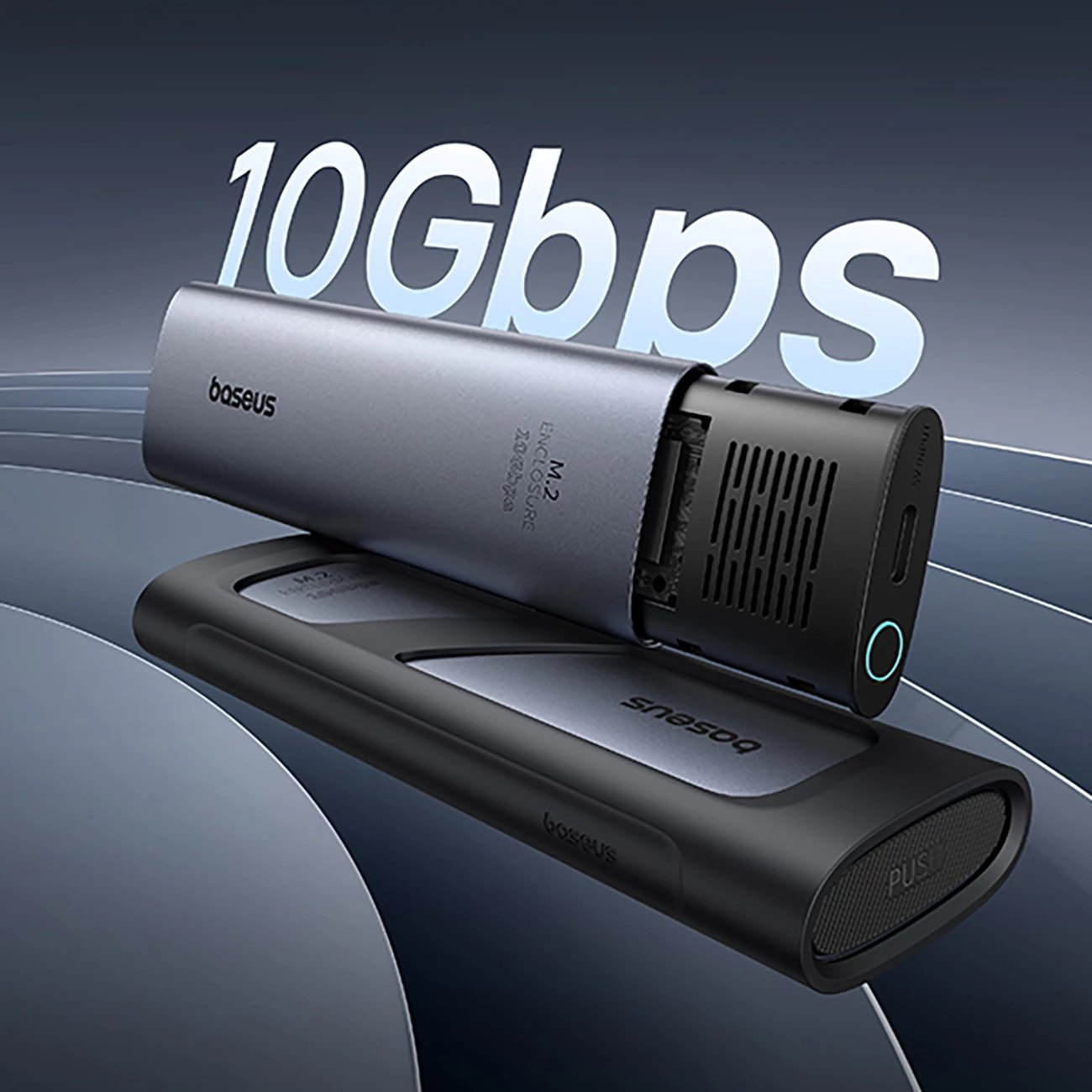 Kasë Baseus FlyJoy për SSD M.2 NVMe, 10Gb/s, Gri
