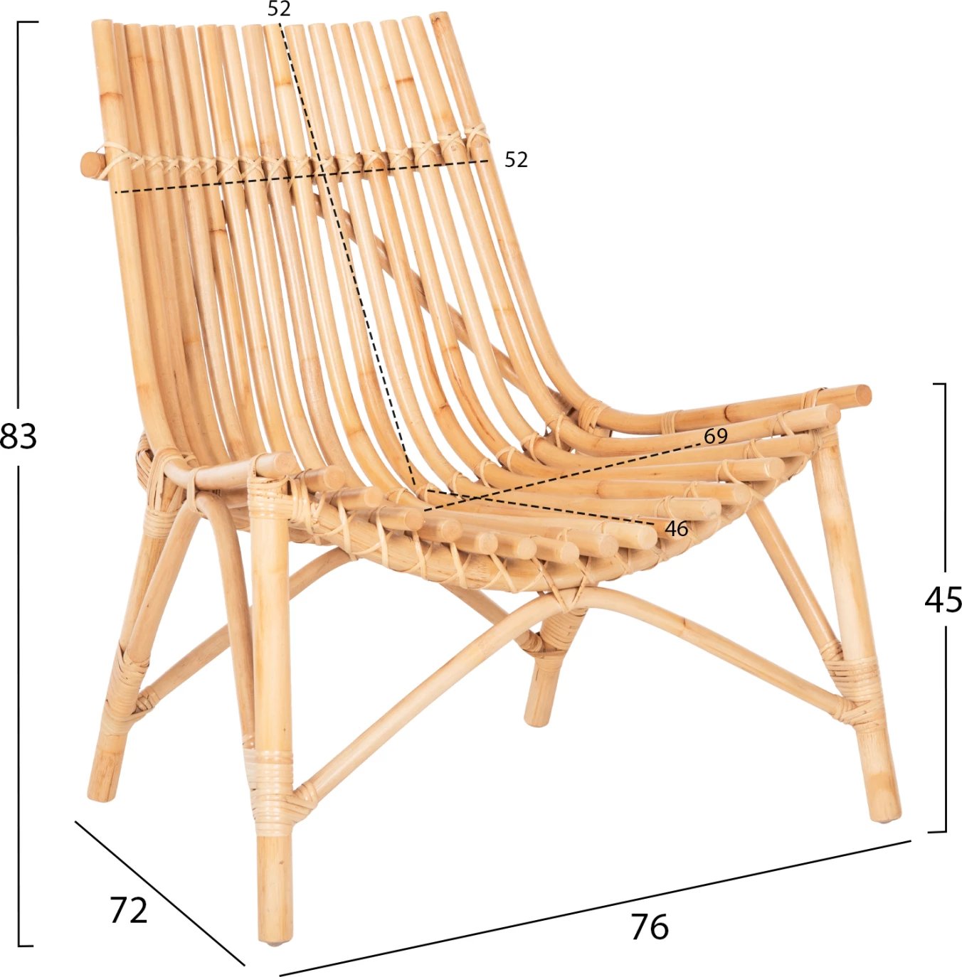 Karrige për jashtë CELLION FH9812.01, ngjyrë natyrale, 76x72x83H cm