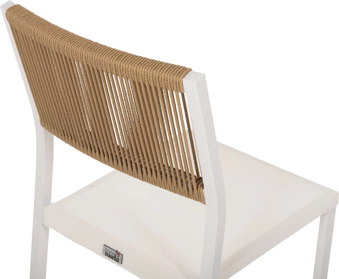 Karrige alumini FH5921.02, kornizë e bardhë dhe tekstil me ratan sintetik bezhë, 46x55.5x83H cm