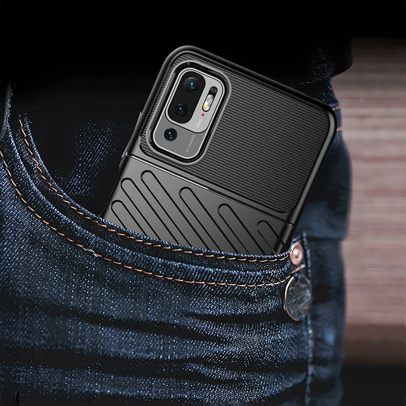 Mbështjellës Hurtel Thunder Case për Xiaomi Redmi Note 10 5G / Poco M3 Pro, i zi