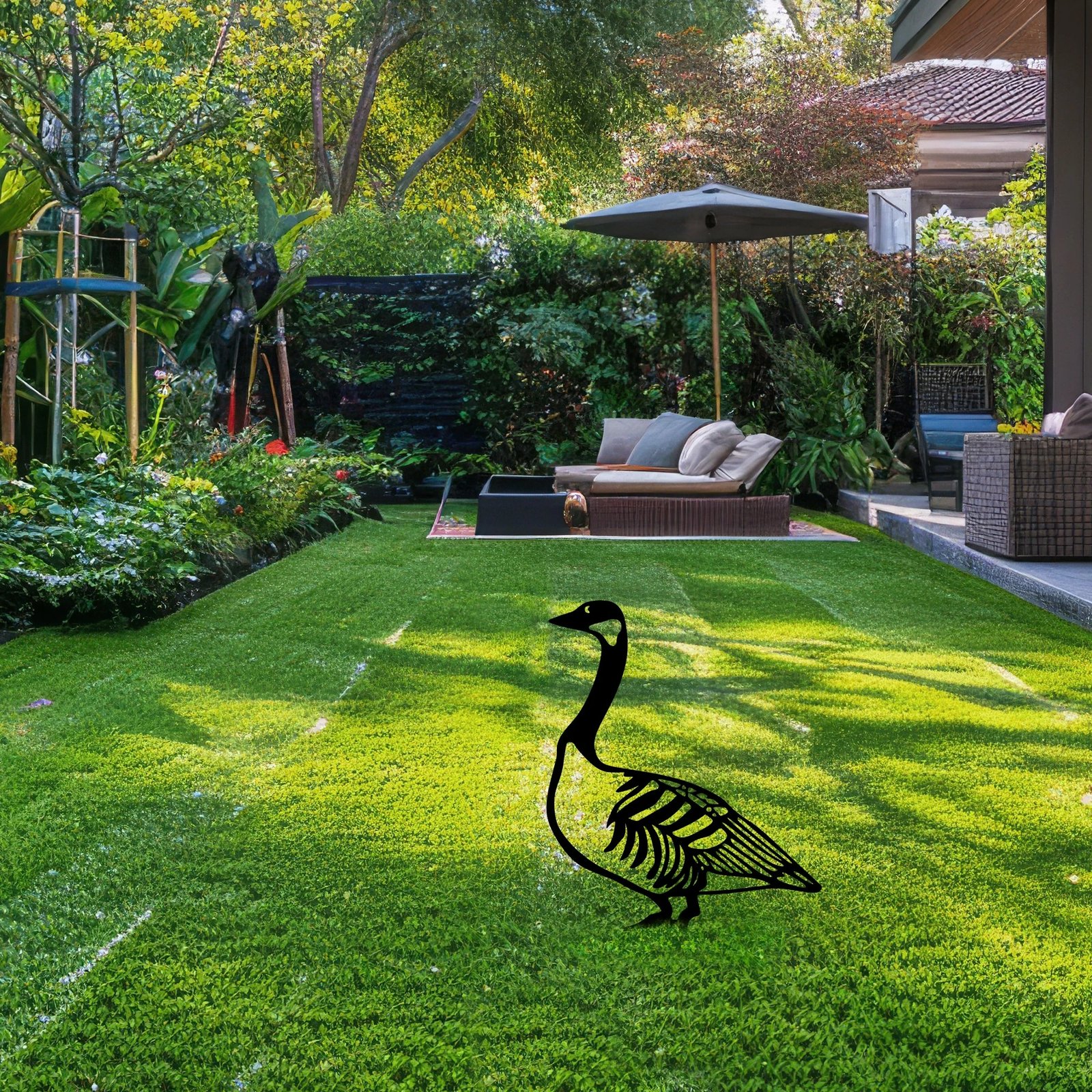 Objekt dekorativ për kopsht, dizajn Aberto, patë, e zezë, 60x37cm