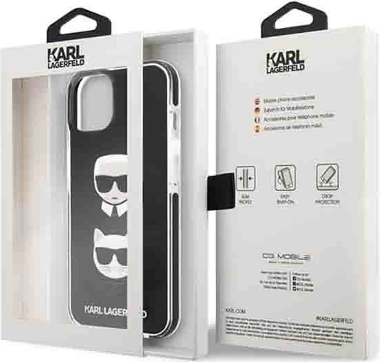 Mbështjellës Karl Lagerfeld KLHCP13MTPE2TK për iPhone 13 6.1", Hardcase, Karl&Choupette Head, i zi