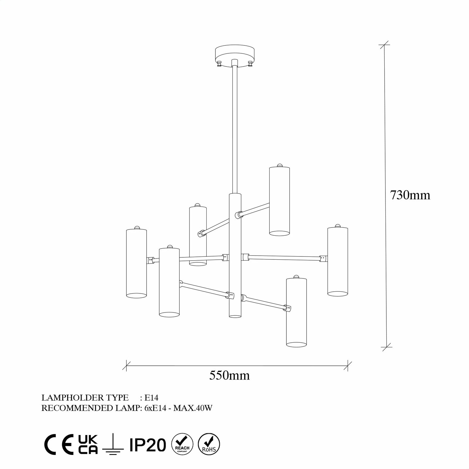 Llambë tavani Opviq, Gharib, e zezë-bardhë, 55x55x73cm