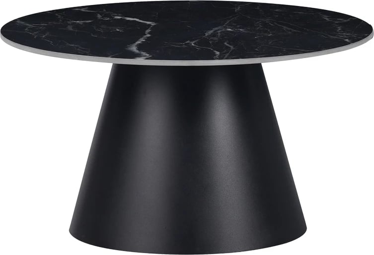 Tavolinë kafeje Fabrin Inart, gur i sinterizuar, metal i zi, D70x40cm