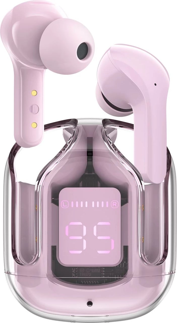 Kufje Acefast T6 TWS Bluetooth, in-ear, me ekran LED, rozë