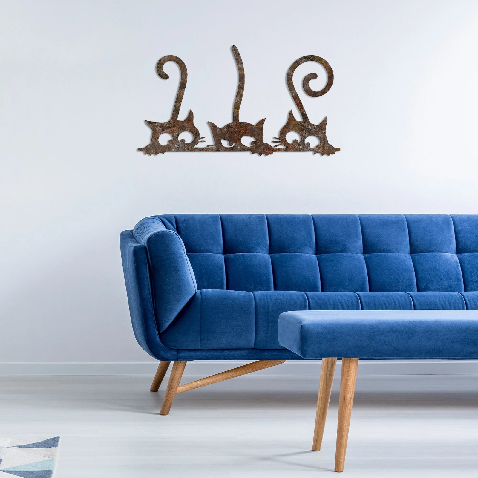 Aksesor dekorativ metalik për mur, mace të ndryshkura Wallity