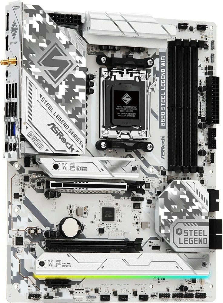 Pllakë amë ASRock B650 Steel Legend WiFi, Socket AM5, DDR5, ATX, Bardhë