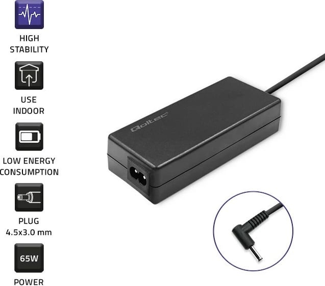 Kasë furnizimi Qoltec 52406 për Samsung, 65W, 19V, 3.42A, e zezë