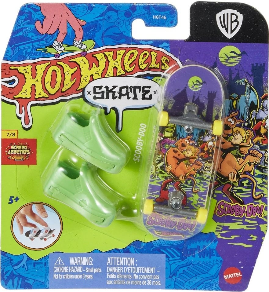 Fingerboard Hot Wheels Skate Scooby Doo me këpucë gishti, shumëngjyrëshe, set