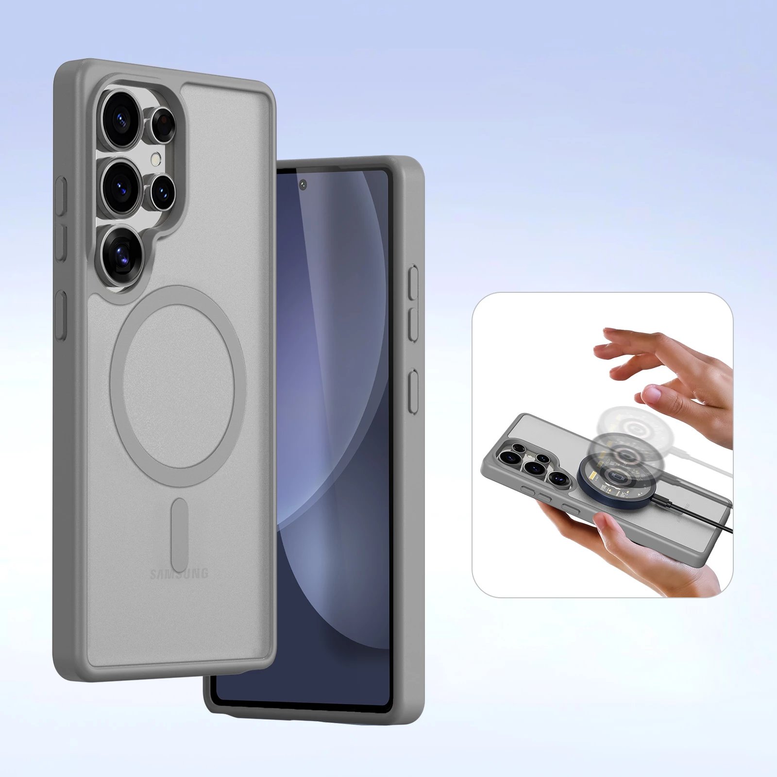 Mbështjellës Dux Ducis Lawa për Samsung Galaxy S25 Ultra, lëkurë, portofol magnetik, Gri