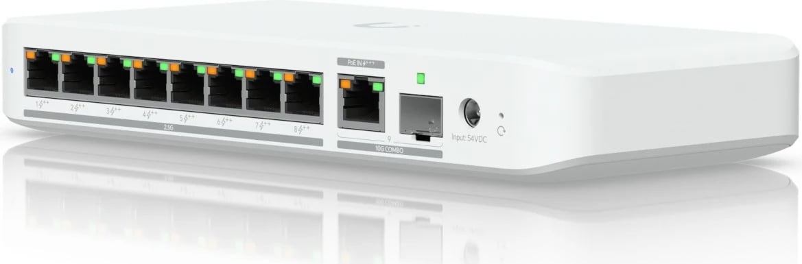 Switch Ubiquiti USW-Flex-2.5G-8-POE, 8x 2.5GbE RJ45, 1x 10GbE SFP+, i bardhë