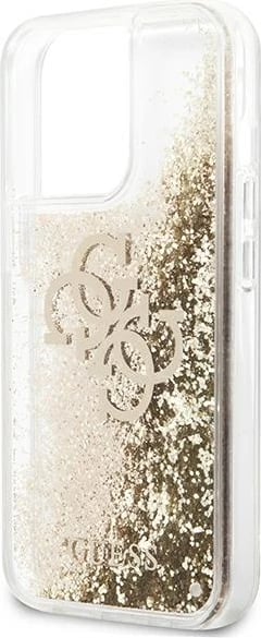 Mbështjellës Guess 4G Big Liquid Glitter për iPhone 13 Pro Max 6.7", ari Mbështjellës Guess 4G Big Liquid Glitter për iPhone 13 Pro Max 6.7", ari