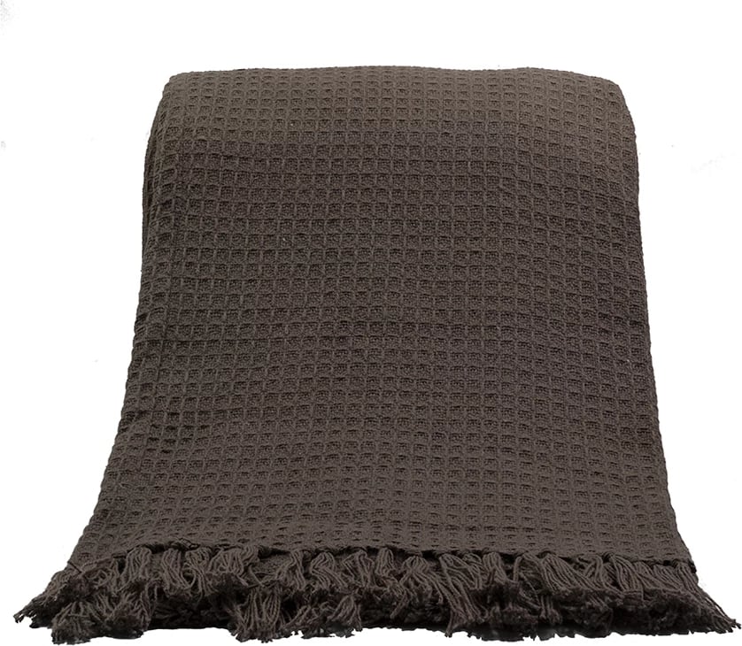 Mbulesë dekorative Pique, pambuk-poliester, ngjyrë moka, 180x240 cm