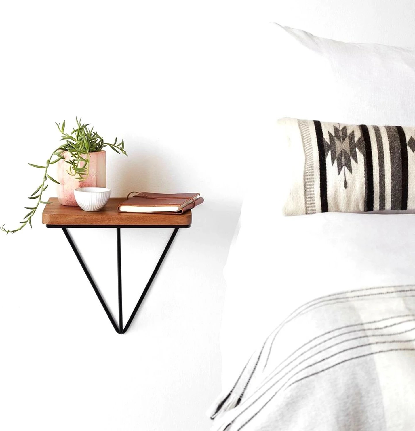 Raft dekorativ prej druri për mur, ngjyrë arre dhe e zezë, Hanah Home, Wr037