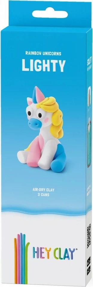 Masë modelimi Hey Clay Unicorns 3 Pack Lighty, Tm Toys, 3 kanaçe, shumëngjyrëshe