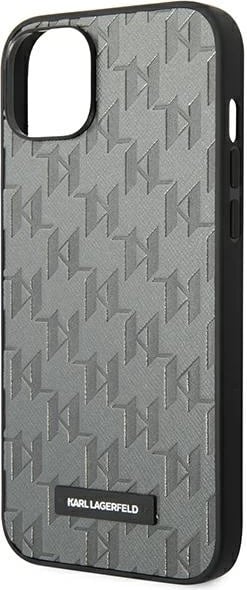 Mbështjellës Karl Lagerfeld KLHCP14MSAKLHPG për iPhone 14 Plus 6.7", Saffiano Mono Metal Logo, Gri