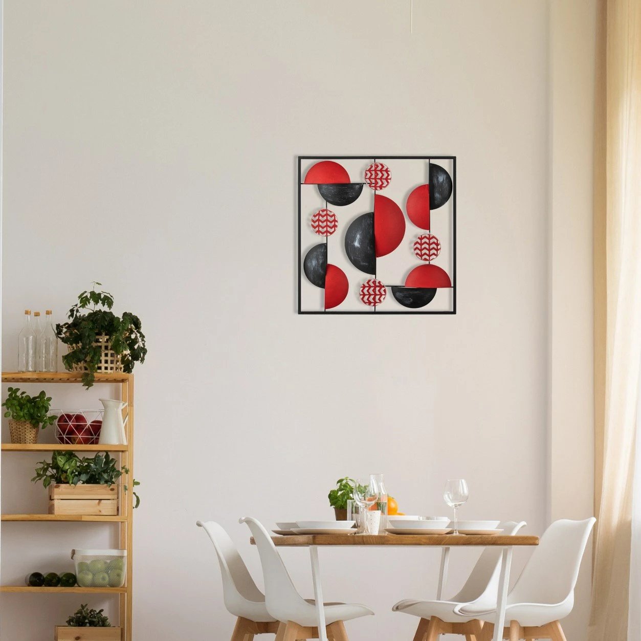 Aksesor dekorativ metalik për mur Wallity, Aurora - shumëngjyrësh, 55x5x55cm