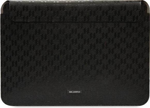 Mbështjellës laptopi Karl Lagerfeld Saffiano Plaque, 14", lëkurë eko, e zezë