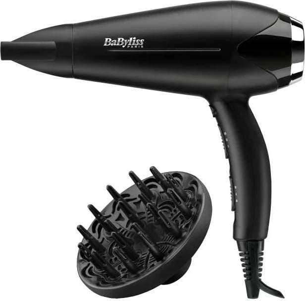 Tharëse flokësh, BaByliss, Turbo Smooth 2200 (D572DE), 2200W, keramikë & jonike, me difuzer dhe koncentrator, e zezë