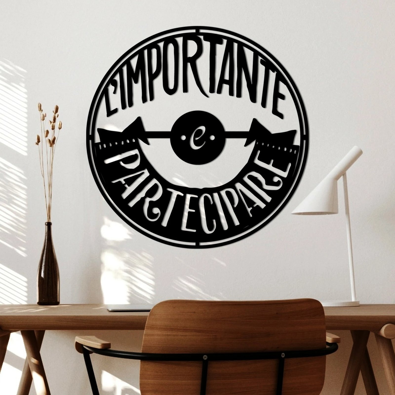 Aksesor dekorativ metalik për mur, Wallity, Limportante Partecipare, 56x56cm