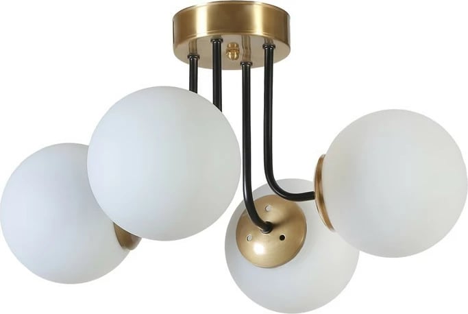 Llambë tavani Opviq Pablo, 4 drita, ngjyrë e bardhë dhe e artë, gotë