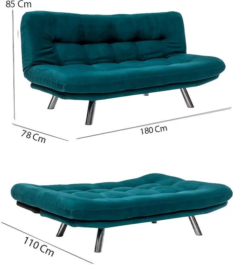 Krevat-sofë 3 vende, Atelier del Sofa, Misa Small, ngjyrë jeshile petrol