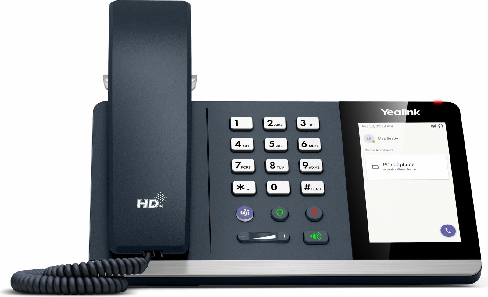 Telefon IP Yealink MP45, 64 MB, 128 MB, E zezë, Gri