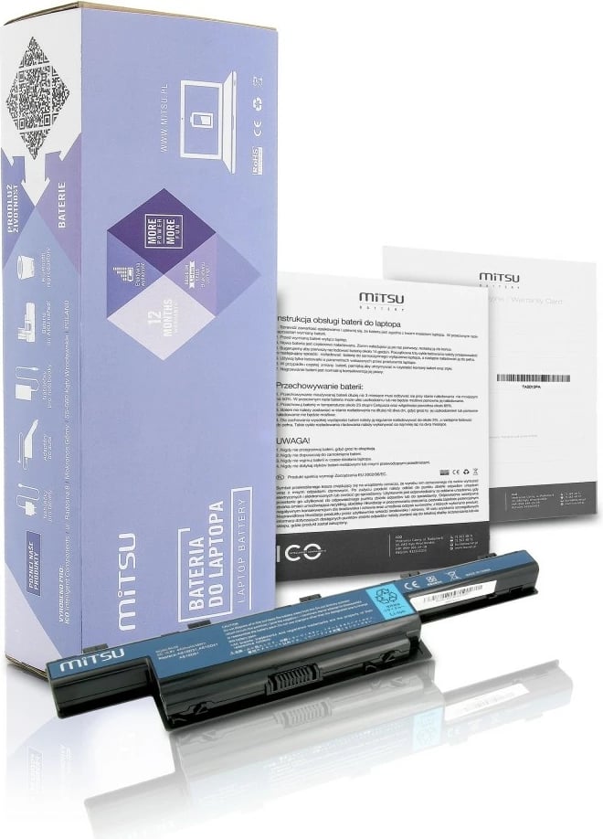 Bateri laptop Mitsu BC/AC-4551 për Acer Aspire 4551, 4741, 5741, 4400 mAh, e zezë
