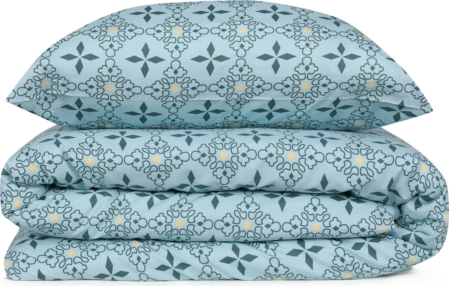 Set mbulesë për jorgan king size, L'essentiel, Minimal, ngjyrë kaltër, verdhë, e zezë