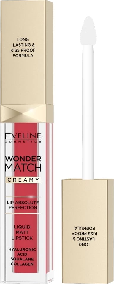 Buzëkuq i lëngshëm mat Eveline Cosmetics Wonder Match 06 Classic Red për femra, 6.8ml