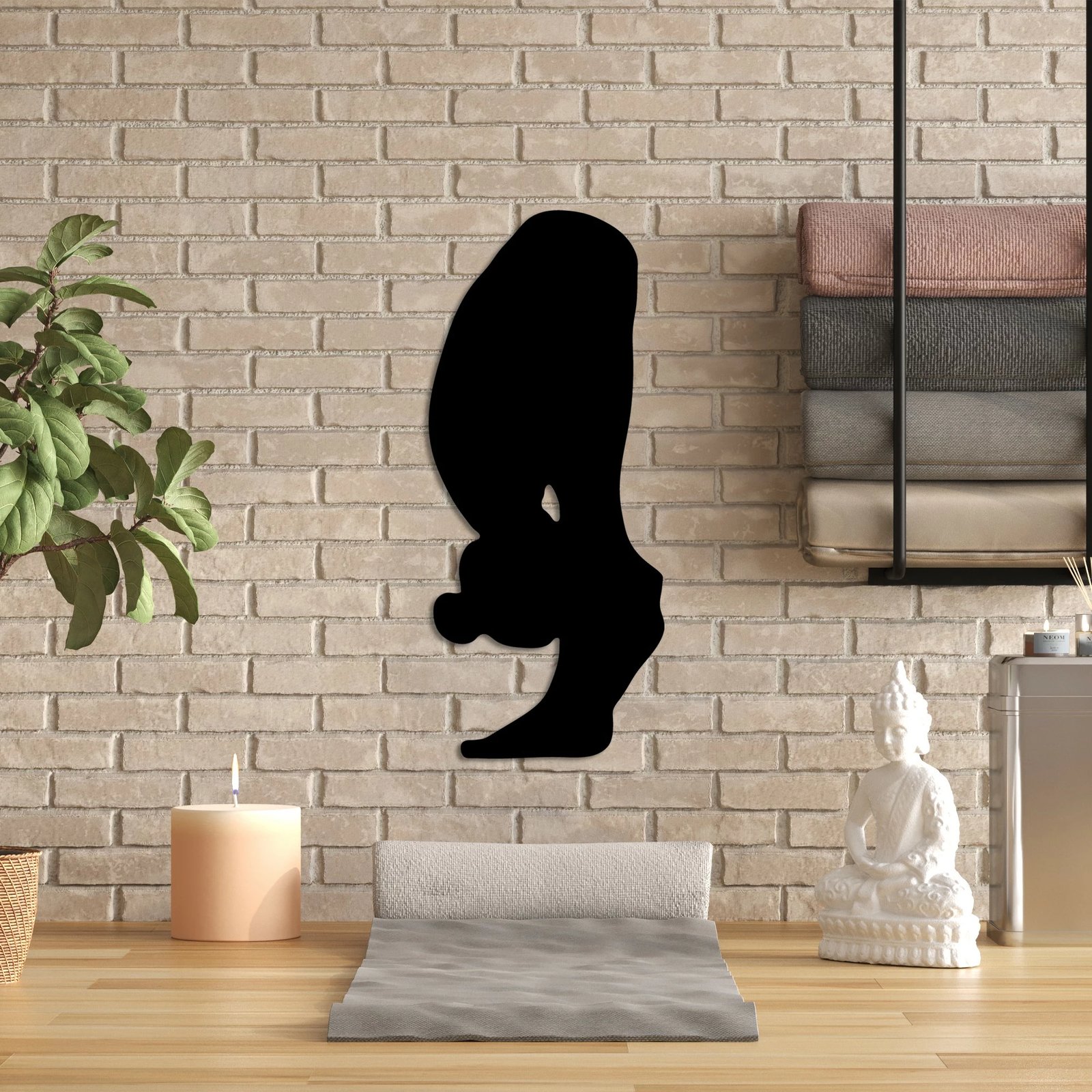 Aksesor dekorativ metalik për mur, Yoga 26, ngjyrë e zezë, 26x60cm