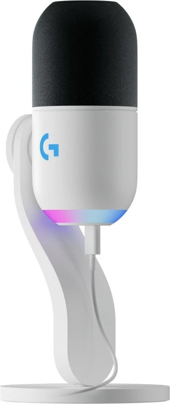 Mikrofon tavoline Logitech G Yeti GX, RGB, USB, 24 bit, 96 kHz, bardhë/zi