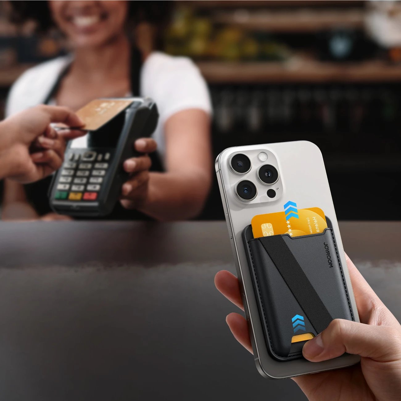 Portofol magnetik Joyroom JR-ZS432 për MagSafe, i zi