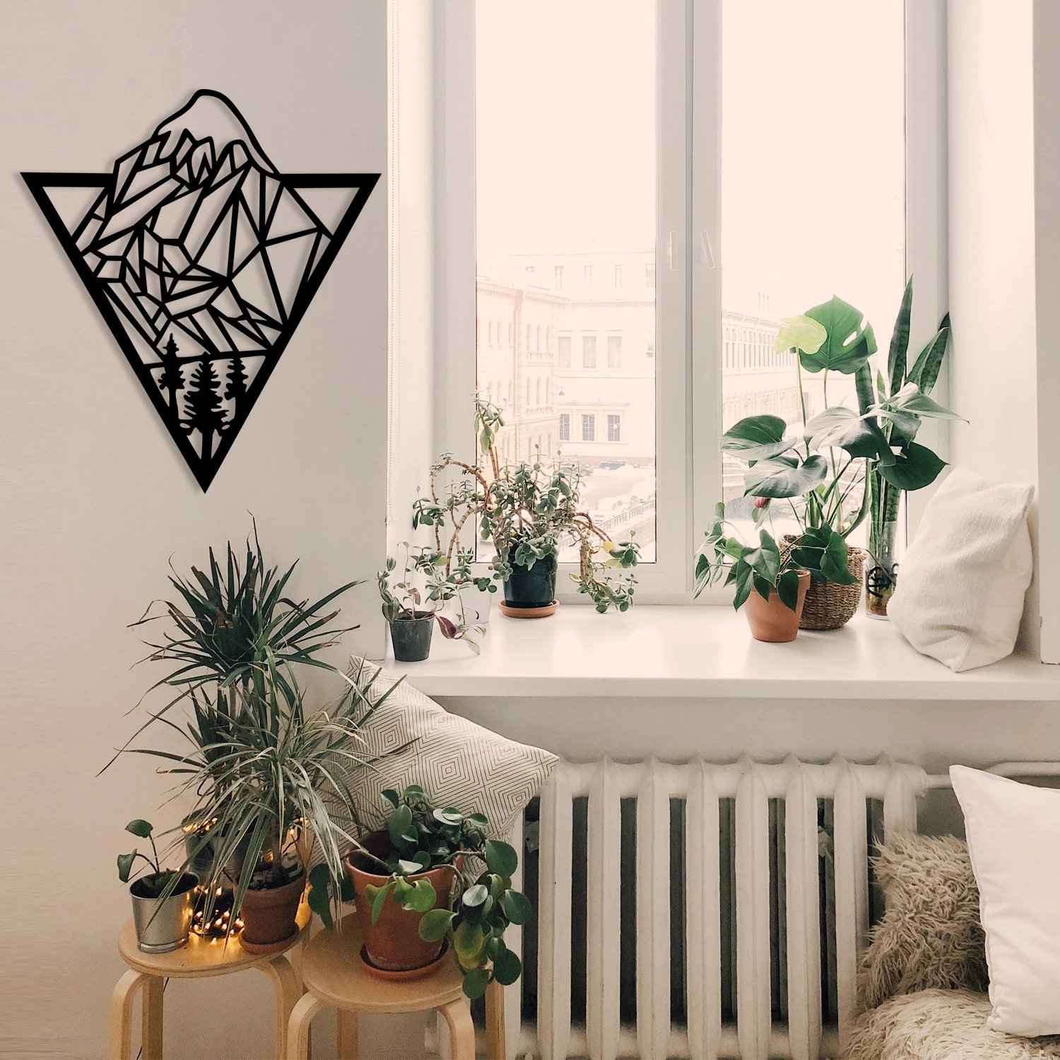 Aksesor dekorativ metalik për mur Wallity, Gokotta, ngjyrë e zezë, 46x52cm