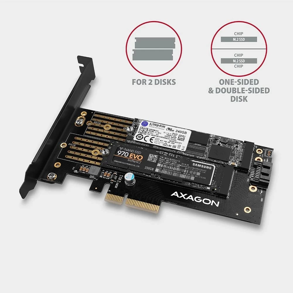 Kartë/adaptues AXAGON PCEM2-D për M.2 SATA, PCIe 4.0, Gold