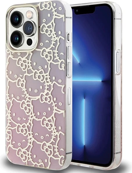 Mbështjellës Hello Kitty IML Gradient Electrop Crowded Kitty Head për iPhone 13 Pro / 13, rozë