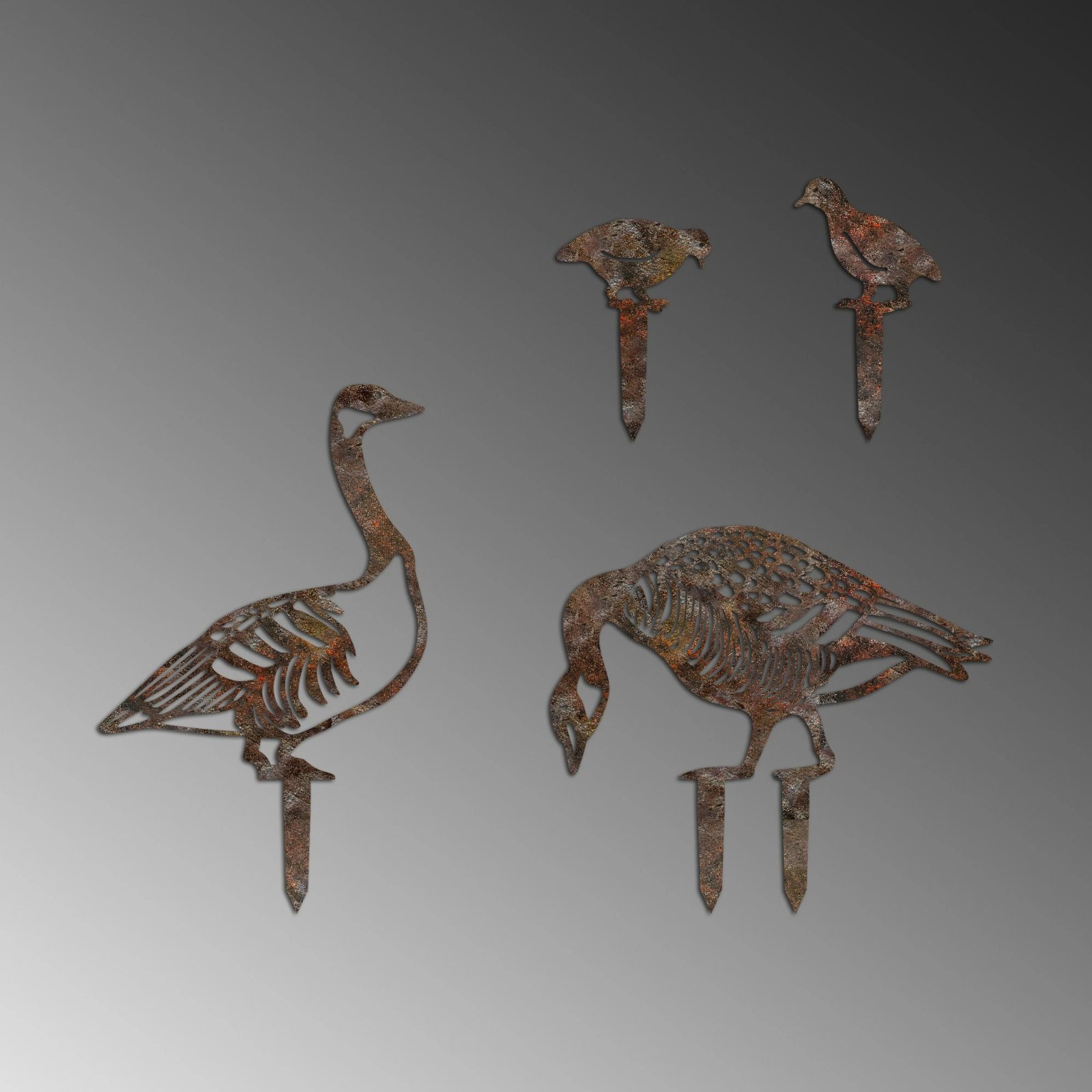 Objekt dekorativ për kopsht, metalik, ngjyrë antike, Evila Originals, Fam 14, set