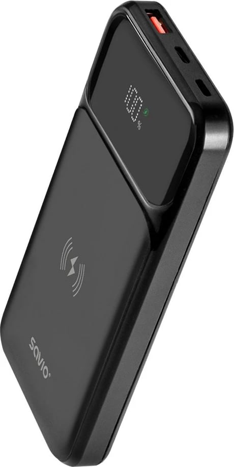 Power bank SAVIO BA-09, 37 mAh, karikim wireless, i zi