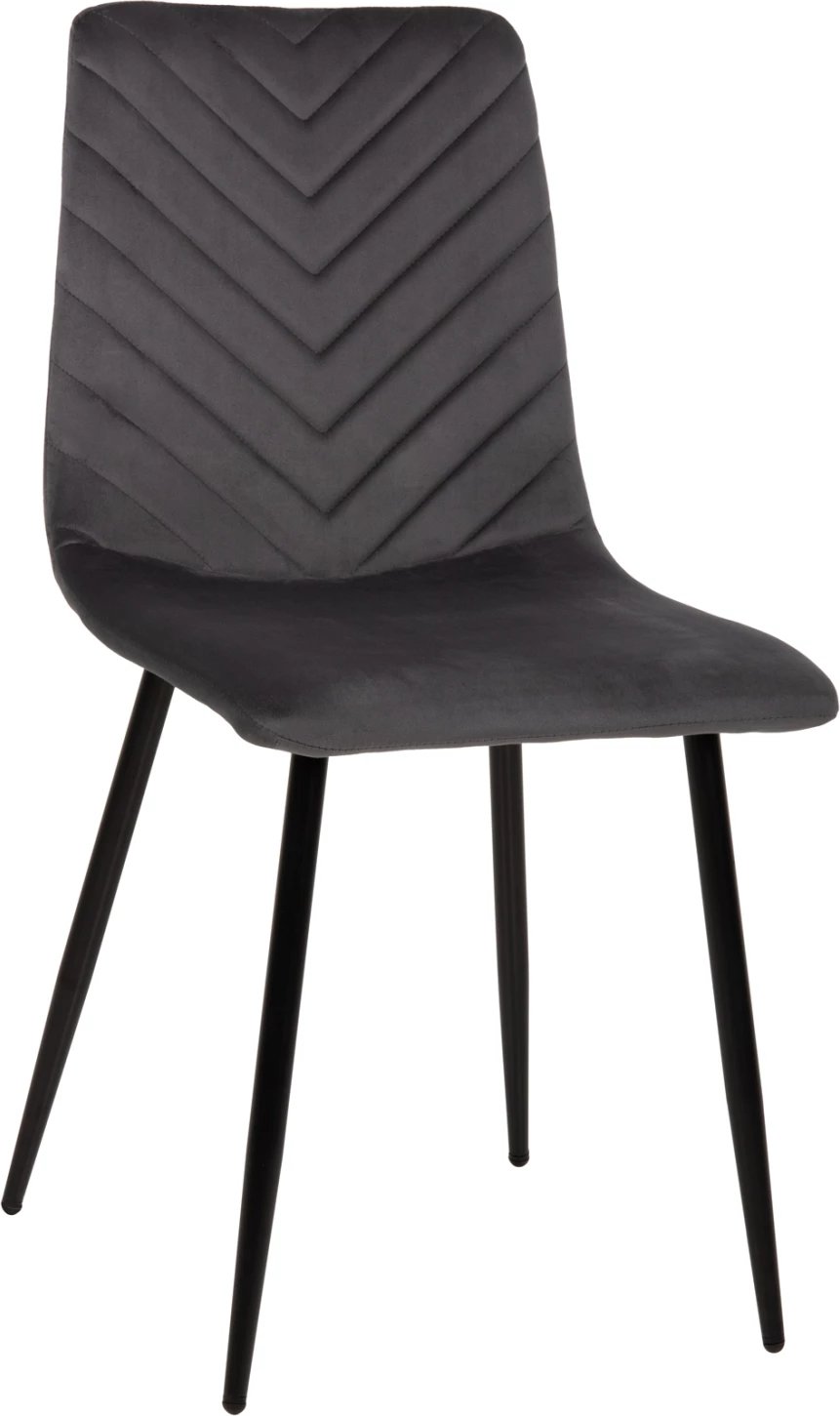 Karrige për ngrënie LATRELL FH8587.01 kadife gri & këmbë metali të zeza 43x54x88Hcm., set prej 4 copë