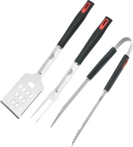 Set veglash grilli, Adler AD 6727, inox 420 1.5mm, 3 copë me etui, e zezë