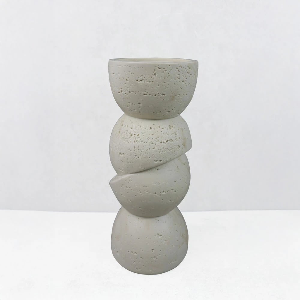 Mbajtës qirinjsh PHAROS II, rrëshirë, bezhë, 10.5x10.5x25cm