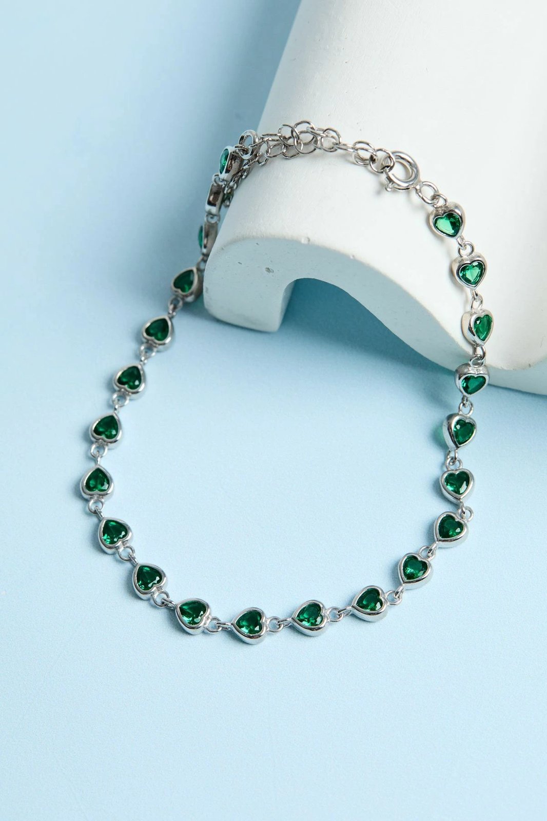 Byzylyk argjendi me gurë të gjelbër Elika Silver, ELKYS60422