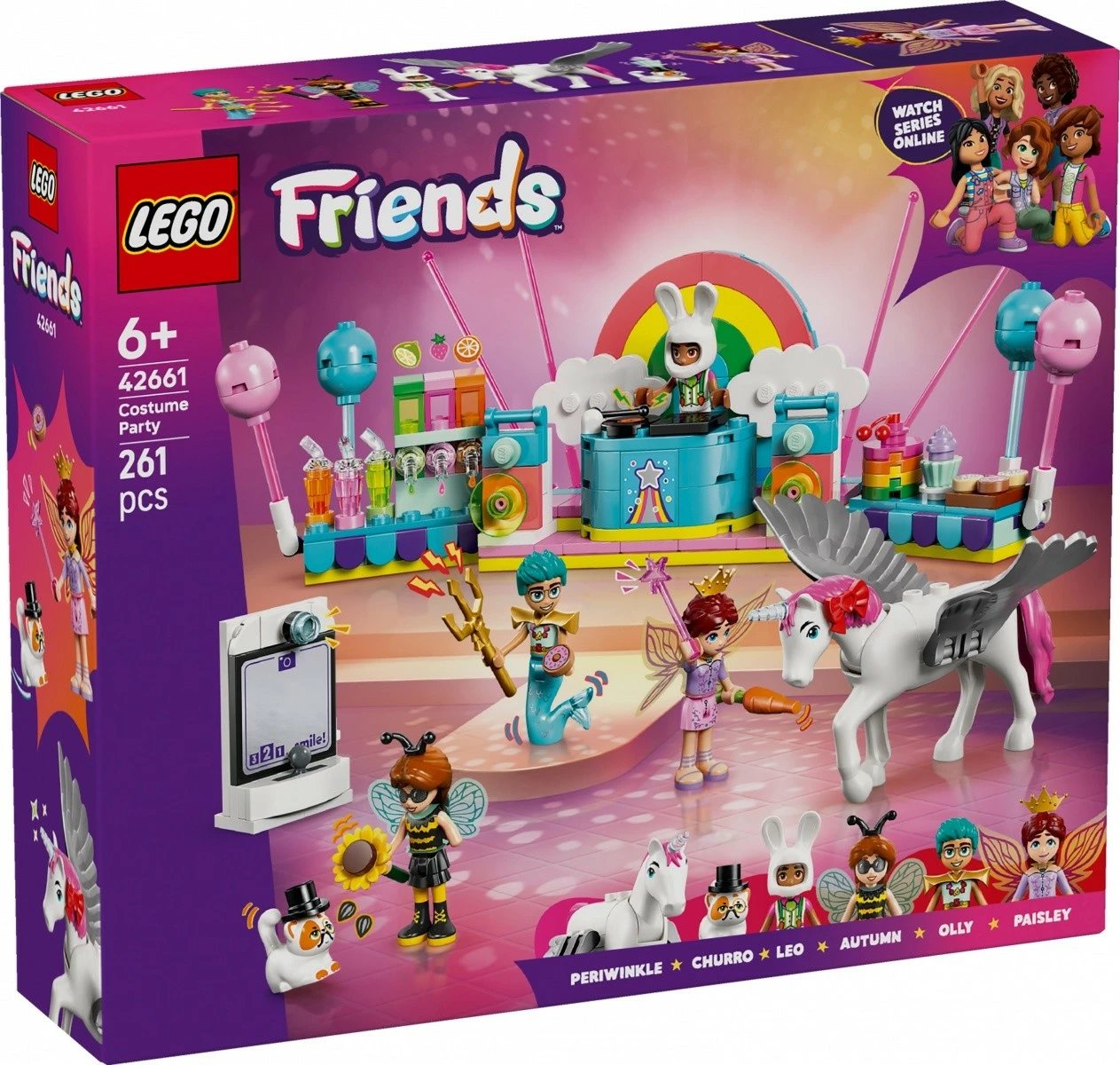 Set LEGO Friends 42661, Kostume Party me Njëbrirësh dhe Zanë, 261 pjesë