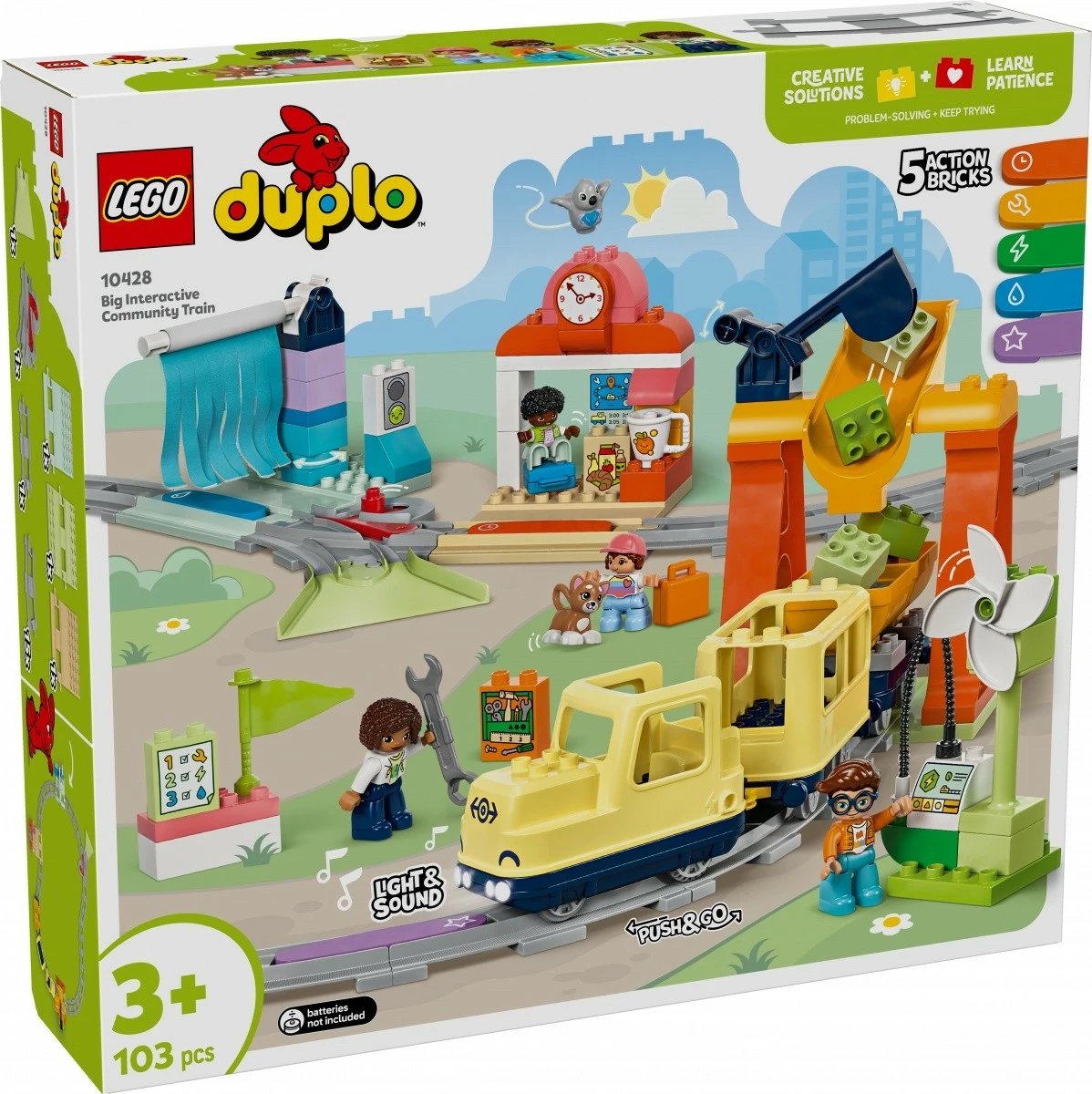 Set lodrash LEGO DUPLO 10428 tren interaktiv i madh, 103 pjesë, shumëngjyrësh