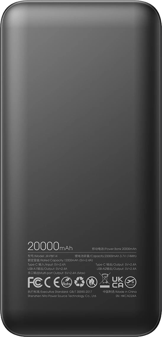 Powerbank Joyroom JR-PBF14, 20000mAh, 2x USB-A, 1x USB-C, e zezë