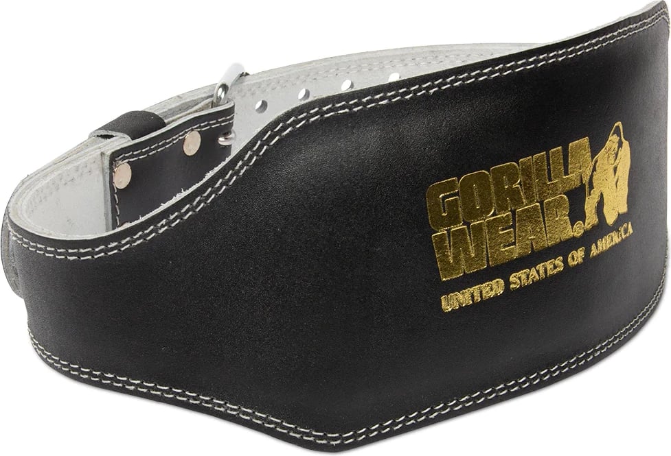 Gorilla Wear 6 Inch Padded Leather Lifting Belt - Black/Gold